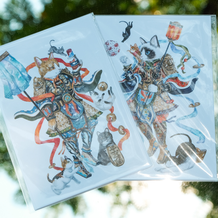 一氏夫婦 Escouple｜門神明信片組｜貓