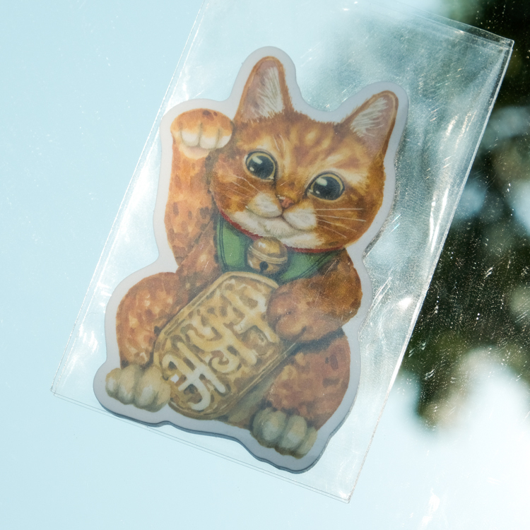 一氏夫婦 Escouple｜防水貼紙｜招財貓｜千萬両 橘貓