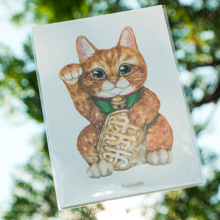 一氏夫婦 Escouple｜明信片｜招財貓｜千萬両 橘貓