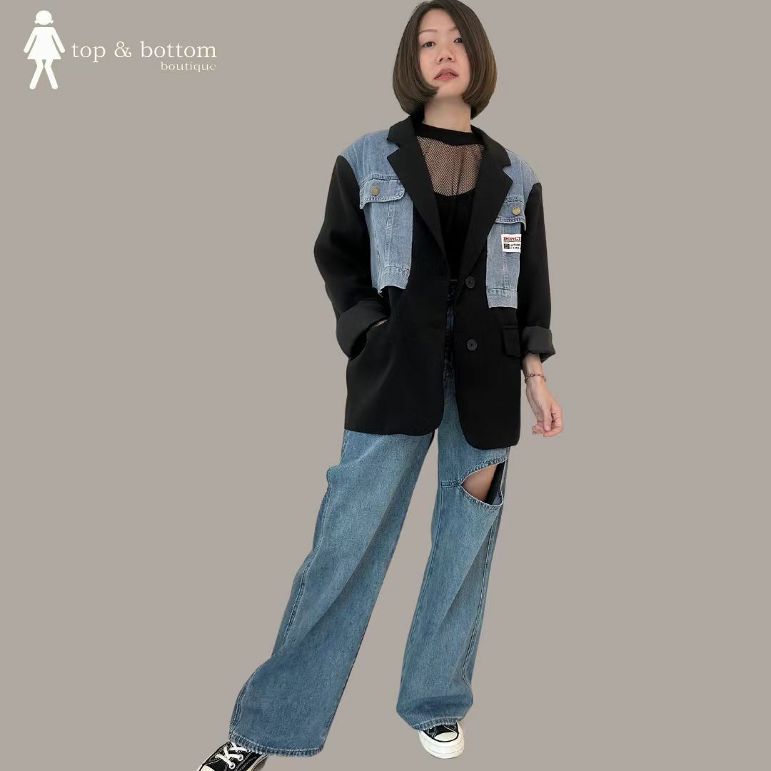 DENIM CUT OUT DETAILED PANT