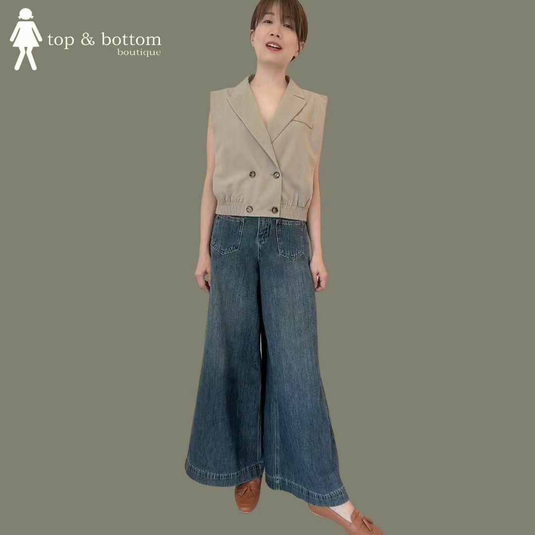 DENIM POCKET WIDE LEG PANT