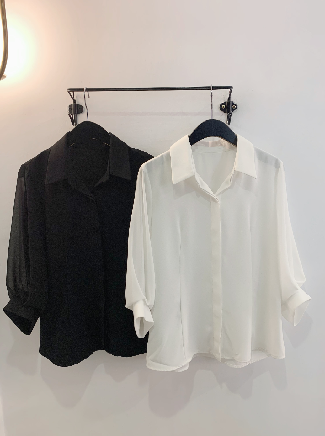 婉約五分袖透膚襯衫