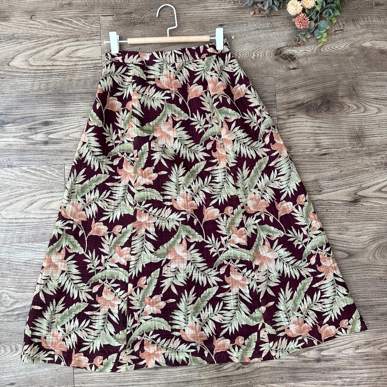 古典酒紅褪色畫半身裙