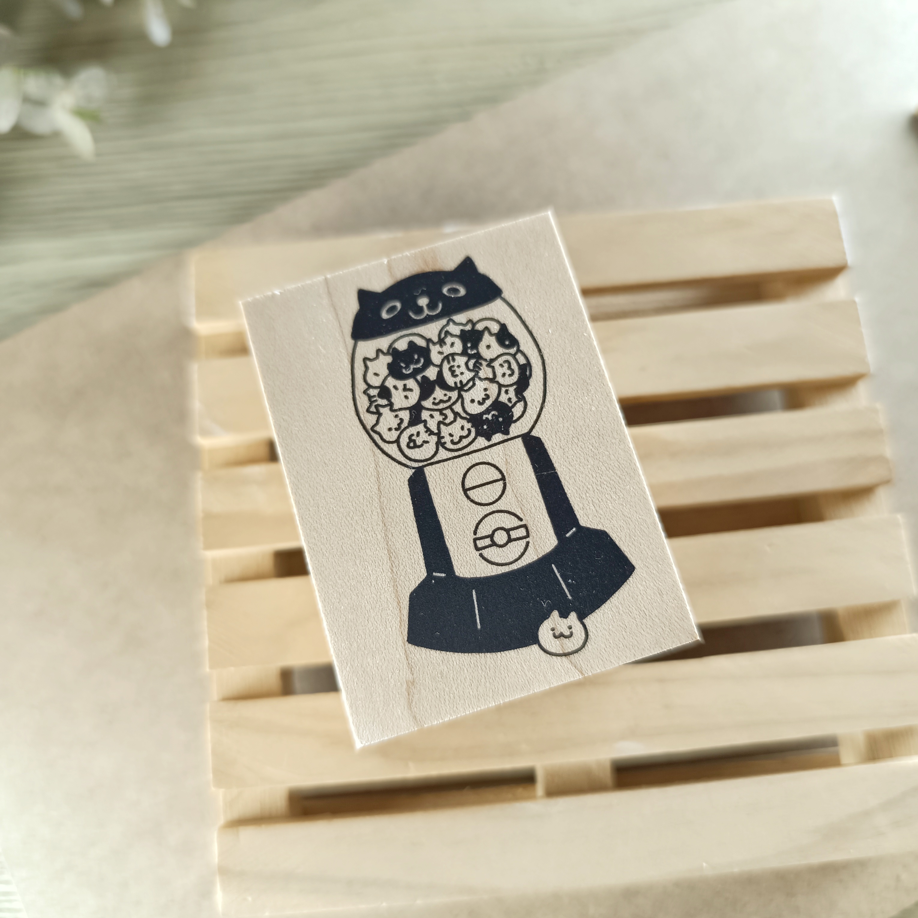 日本YUN．貓咪扭蛋機/貓扭蛋 原創櫸木印章