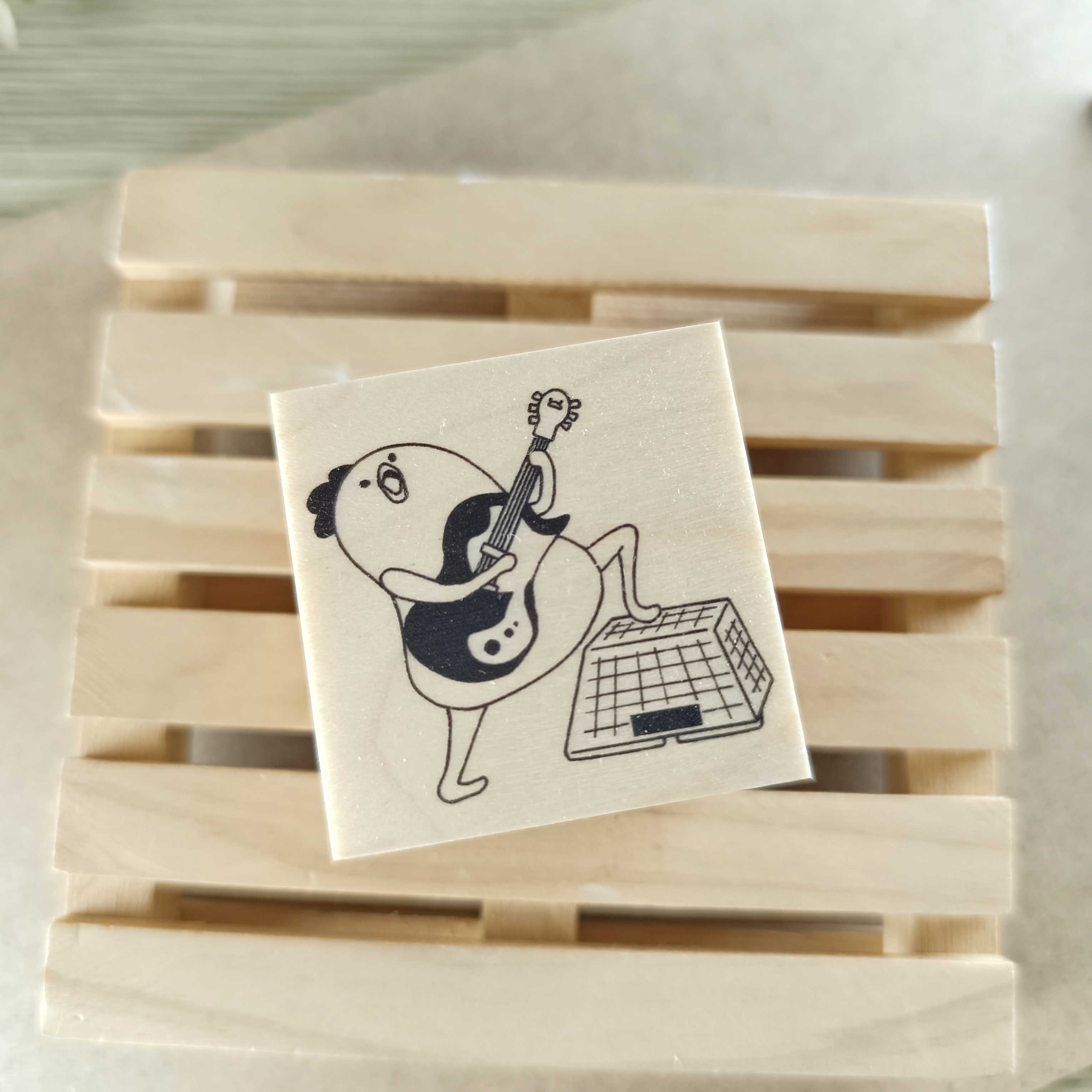 日本YUN．雞媽媽-ROCKYOU 4x4cm原創櫸木印章