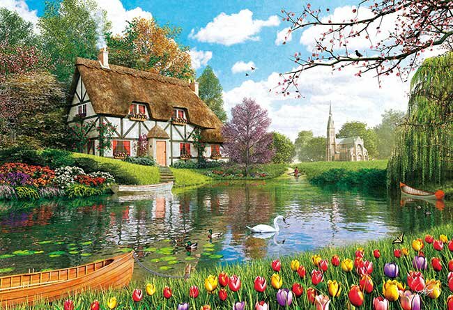 開滿花朵的岸邊