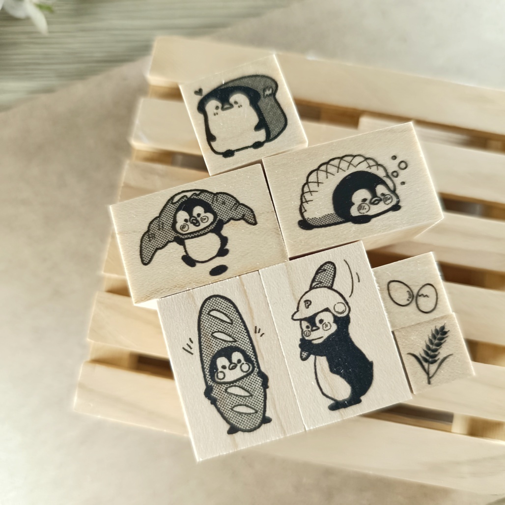 日本YUN．企鵝麵包系列 原創櫸木印章 2024春季新品