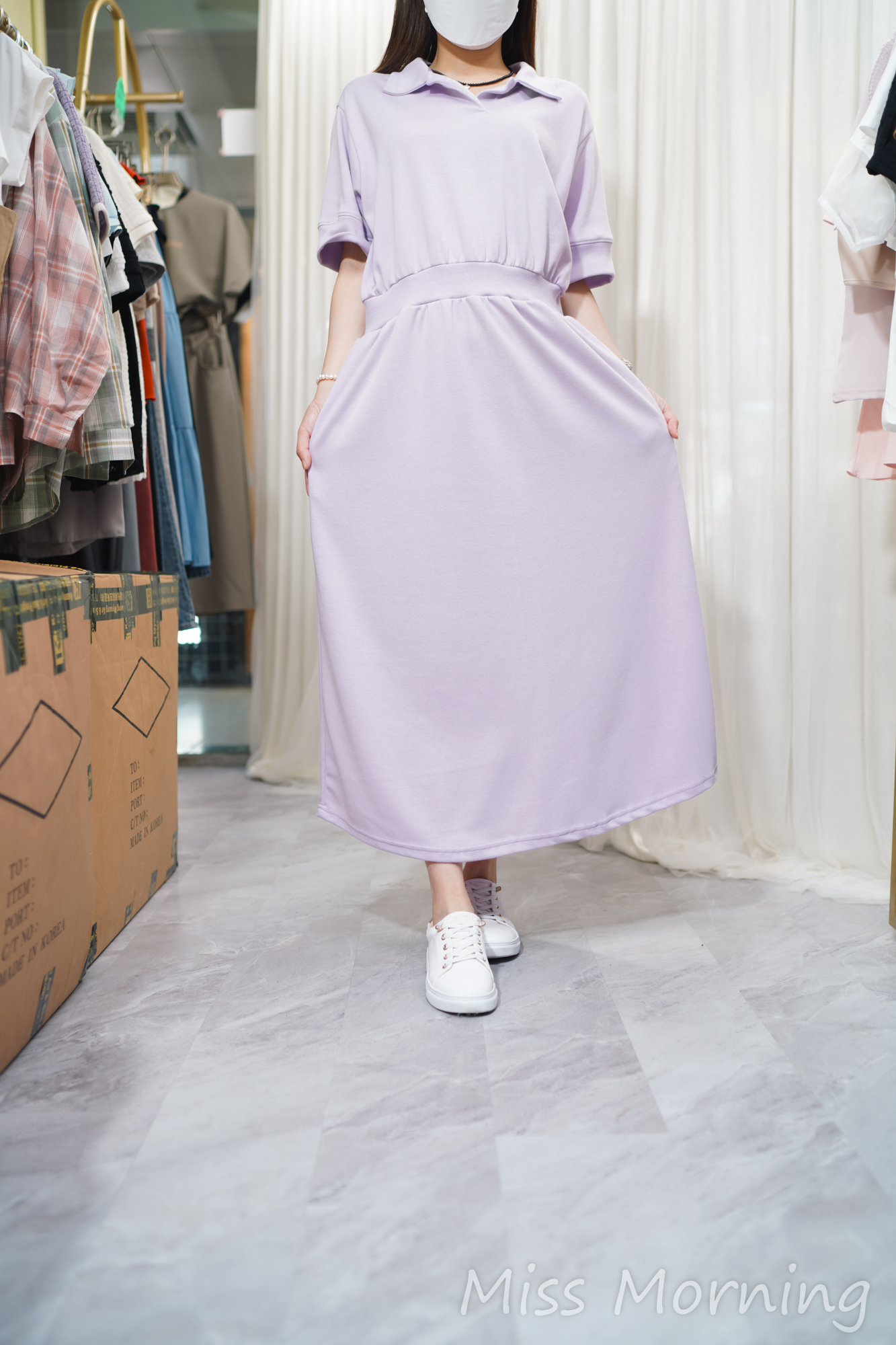 反領款連身裙(13867)