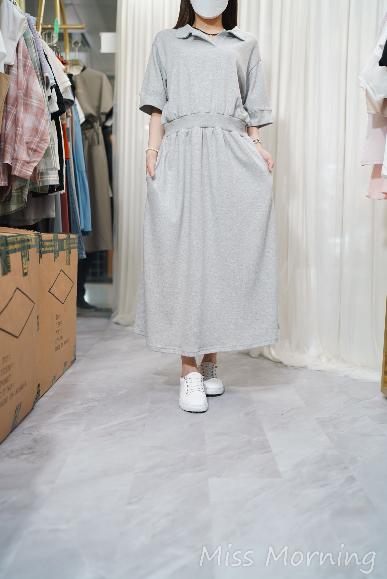 反領款連身裙(13867)