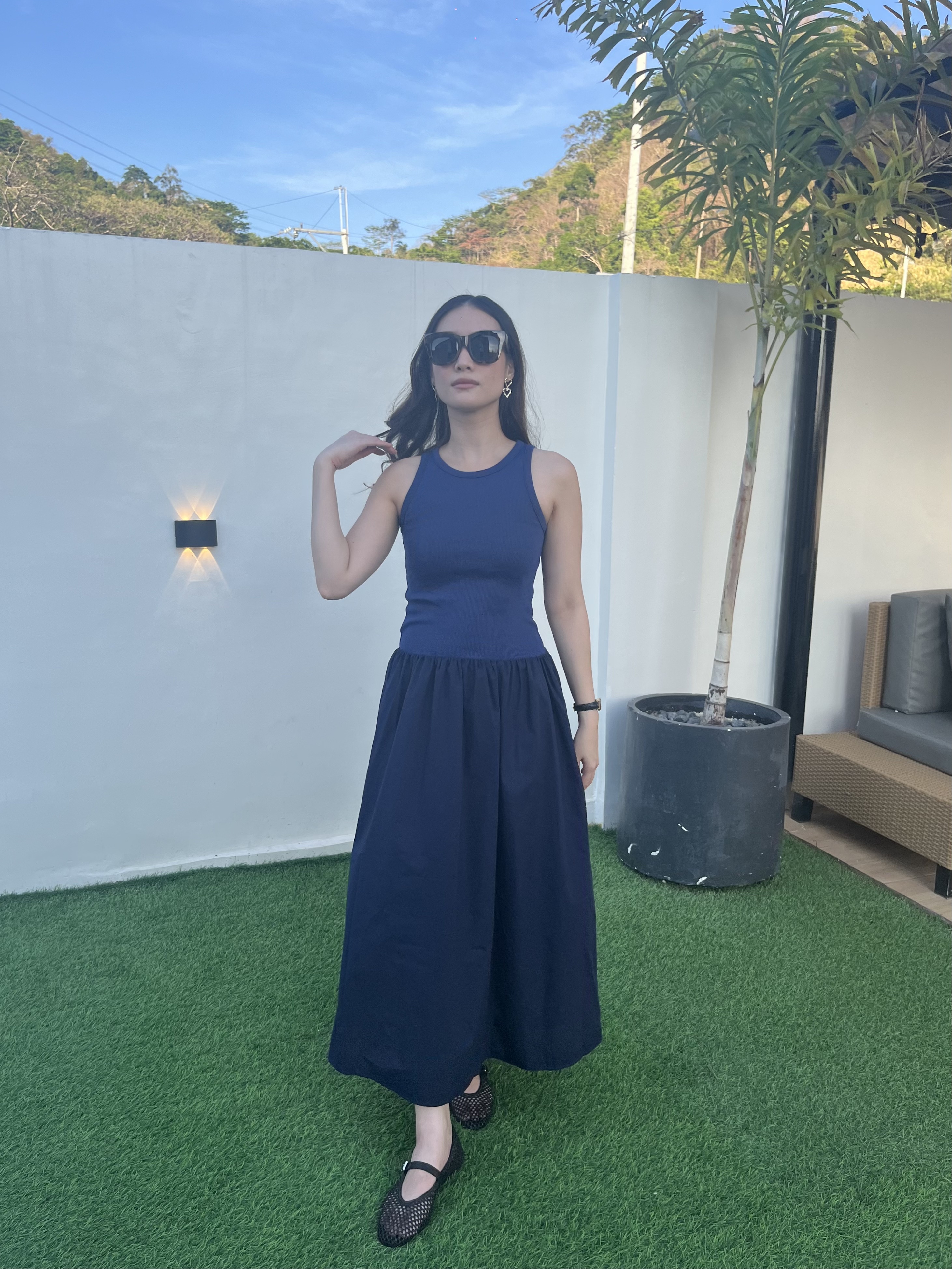 Eloise Contrast Dress - Navy