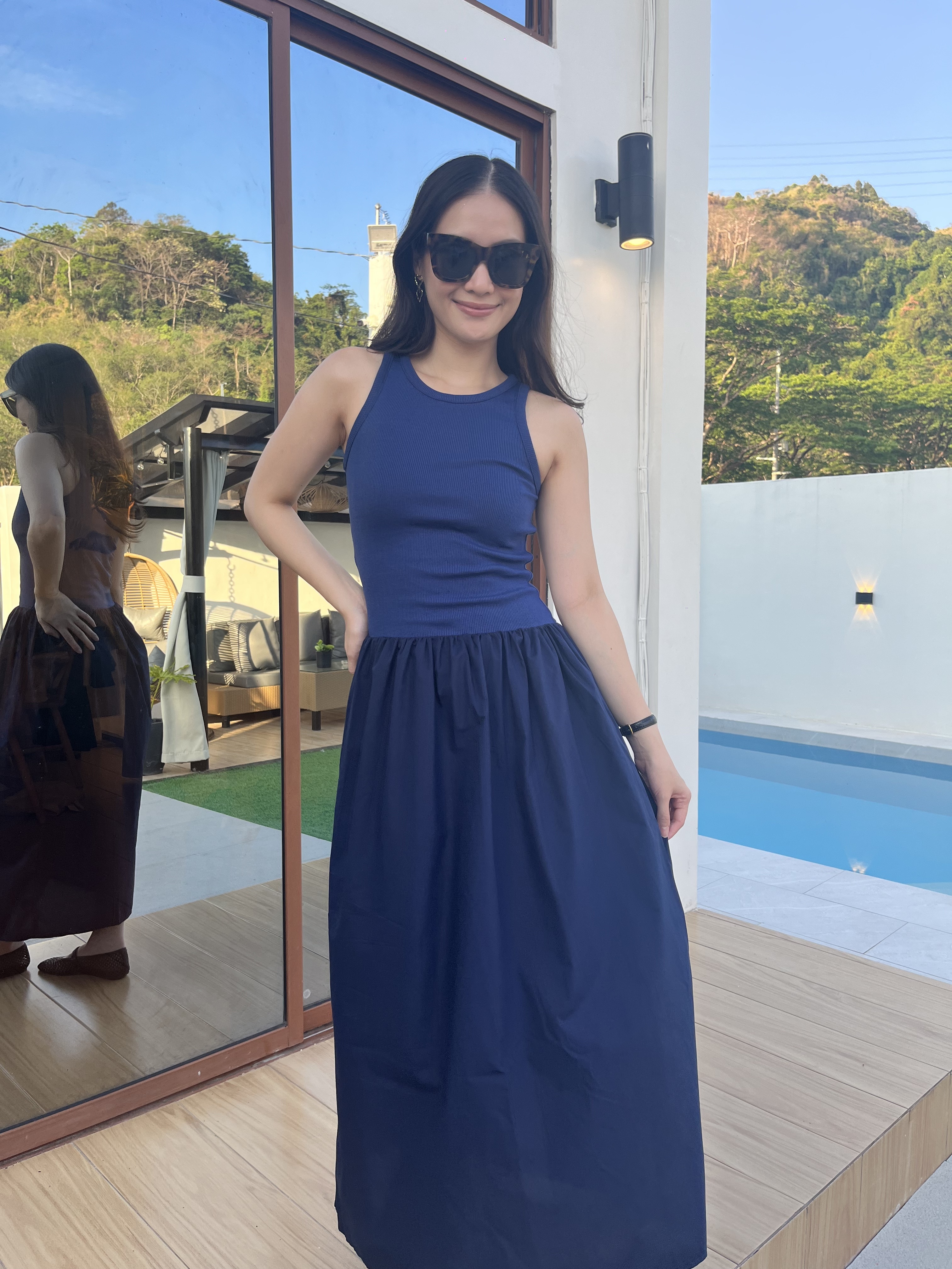 Eloise Contrast Dress - Navy