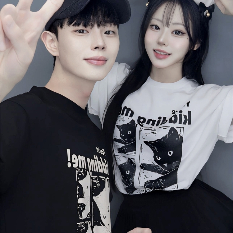 Kitten小貓造型短T｜韓系男女同款情侶裝上衣