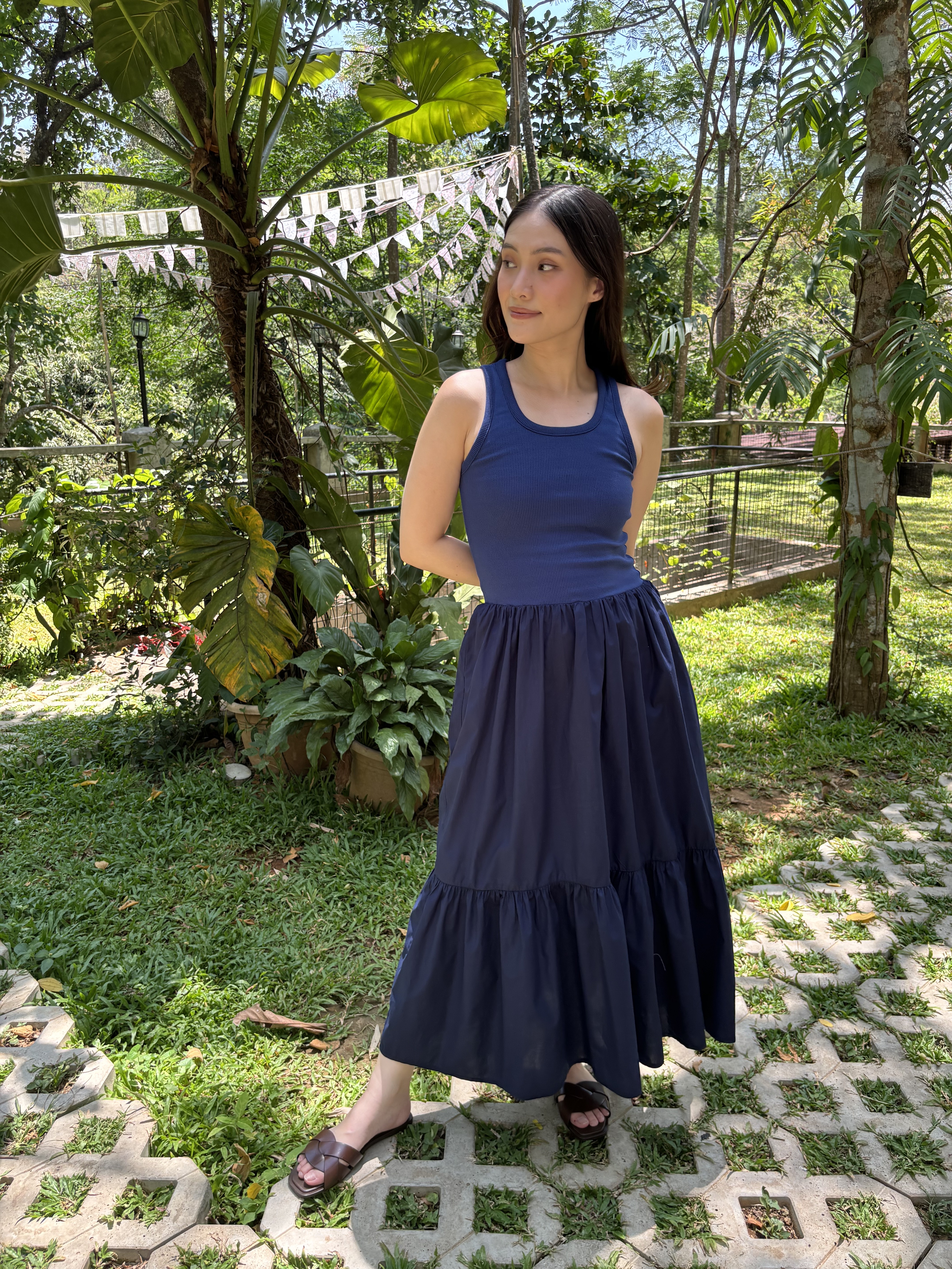 Ella Contrast Dress - Navy