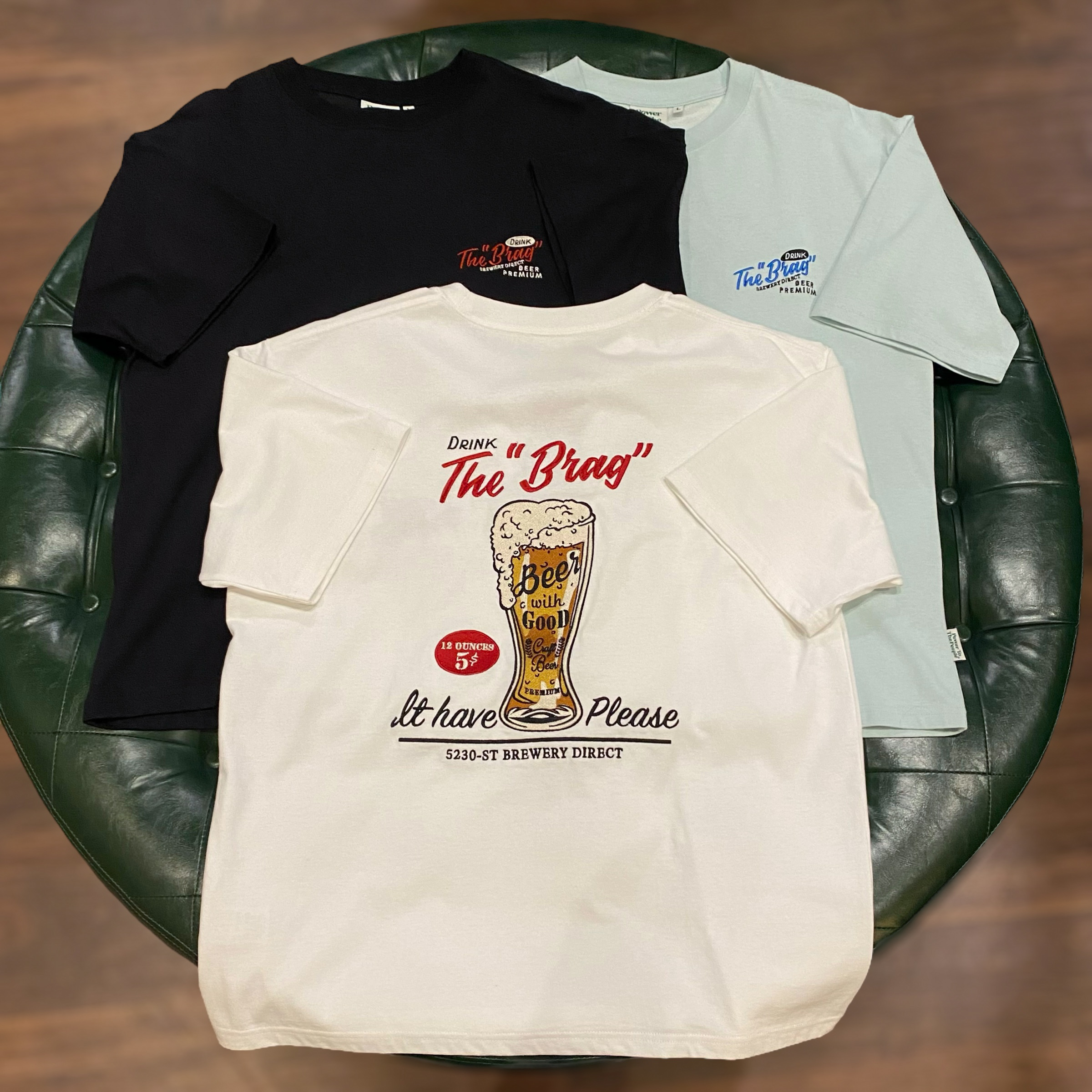 【日貨】夏日啤酒刺繡短TEE