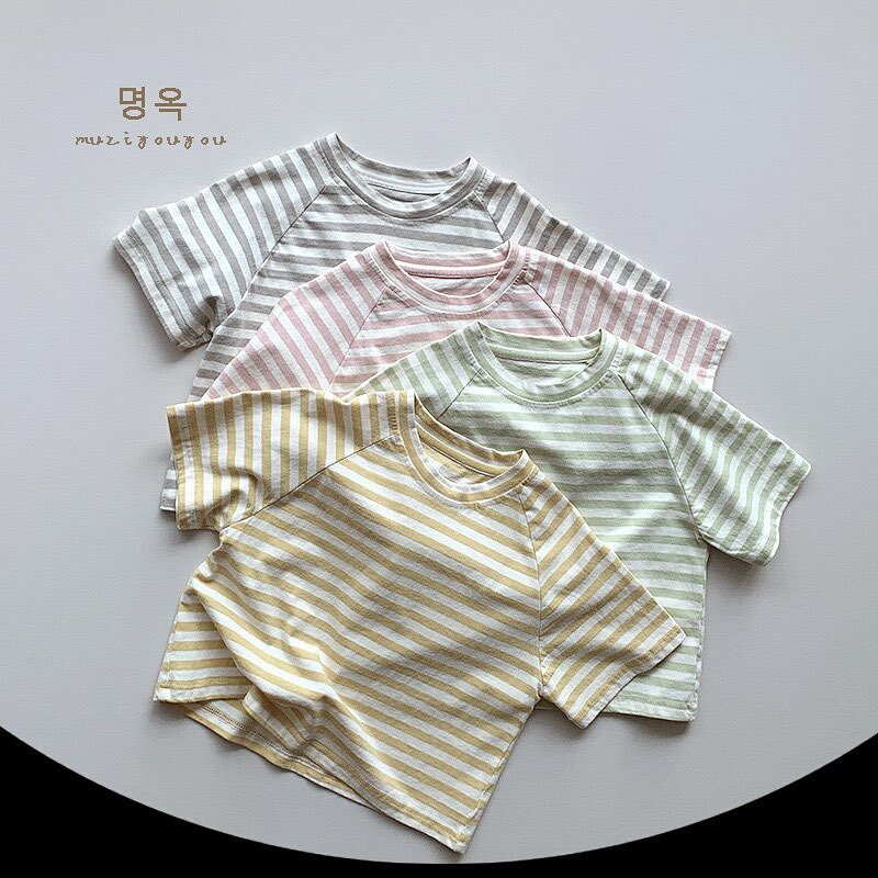 馬卡龍色條紋百搭上衣🩷💛🩶💚