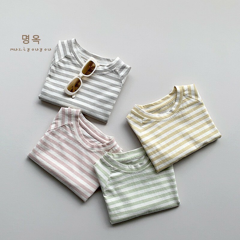 馬卡龍色條紋百搭上衣🩷💛🩶💚