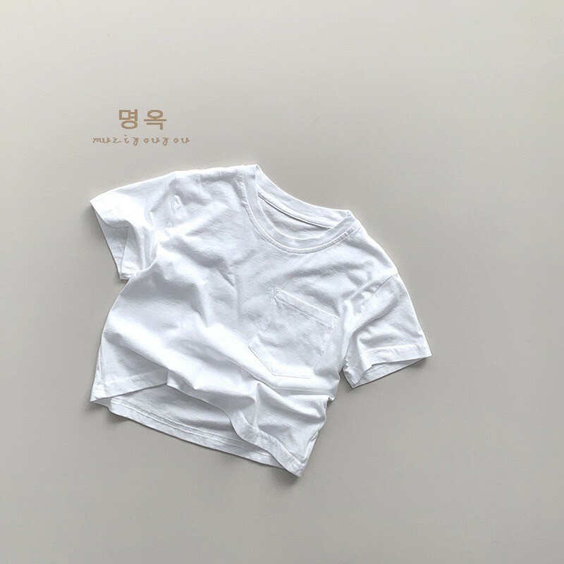 現貨｜ 白100 五色百搭基礎口袋tee