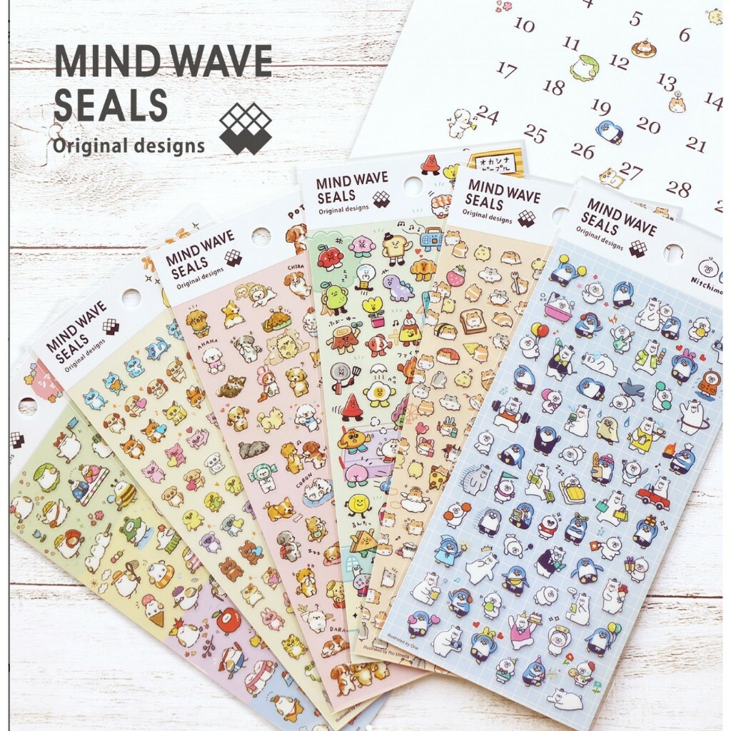 北極熊＋企鵝 可愛原創角色 迷你透明貼紙｜日本Mind Wave