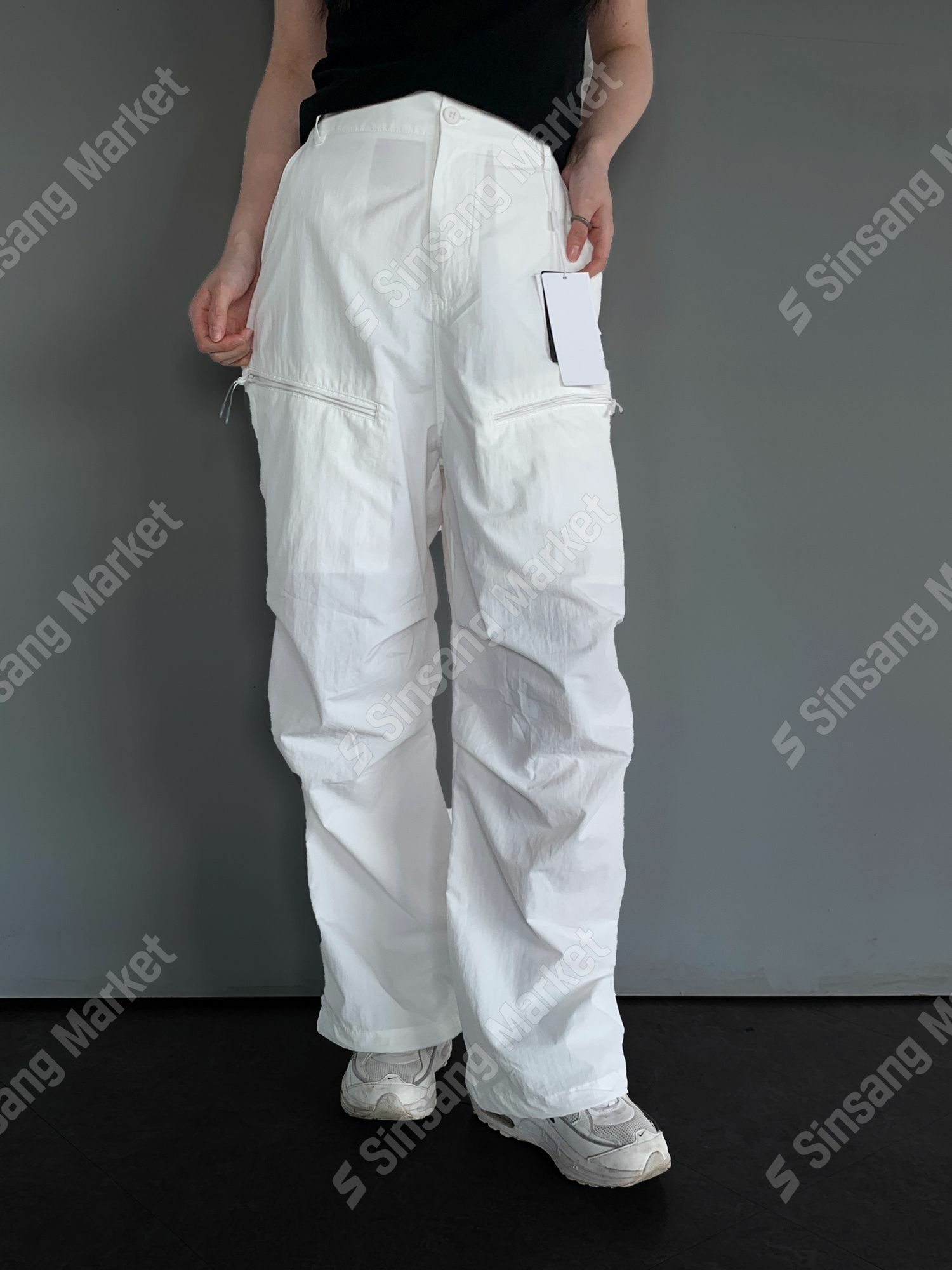 尼龍繫帶拉鍊工裝褲