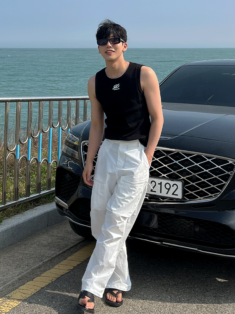 尼龍繫帶拉鍊工裝褲