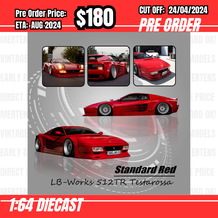 RS-$180  * Star Model * 1:64 Testarossa LB Works Red w/silver Wheels [OD22/04]