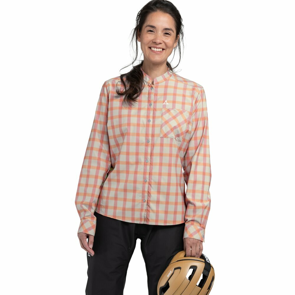 【Schoffel】女快乾透氣長袖襯衫 / 24SL50-13435-[格紋橘、格紋綠]