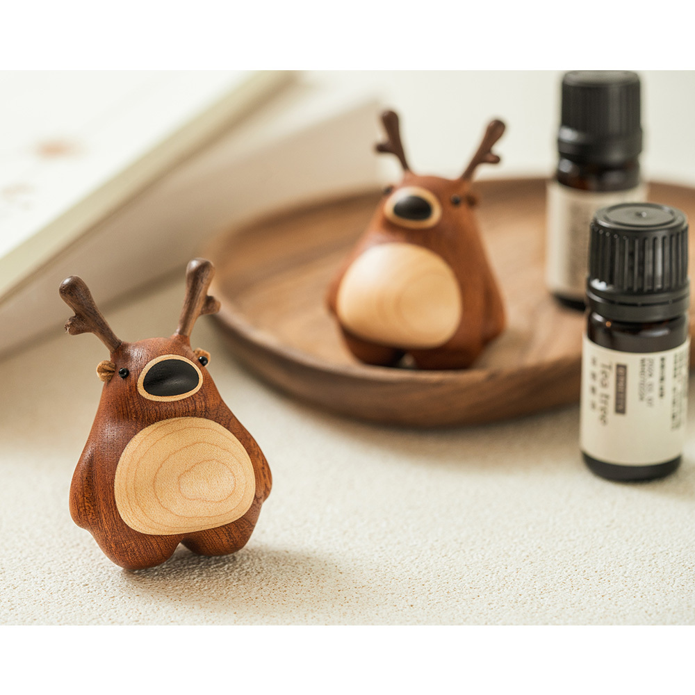 O’Pretty 歐沛媞 一鹿相伴 室內/車用 香氛擴香【手工雕刻木質小鹿+草本精油5ml】附精美禮盒
