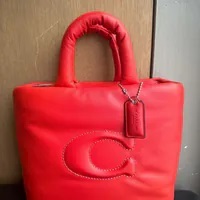[IMPERFECTION] COACH CP095 PILLOW TOTE WEB STRAP,S/V/BRIGHT POPPY, 196395164882 [FINAL SALE] (SDF1379)