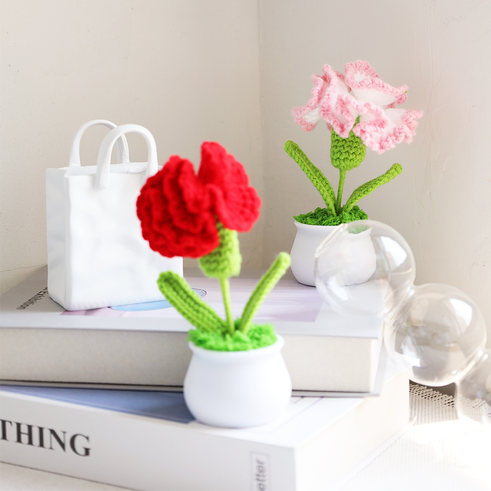 O'Pretty 歐沛媞 手作針織花盆栽(康乃馨)-多色