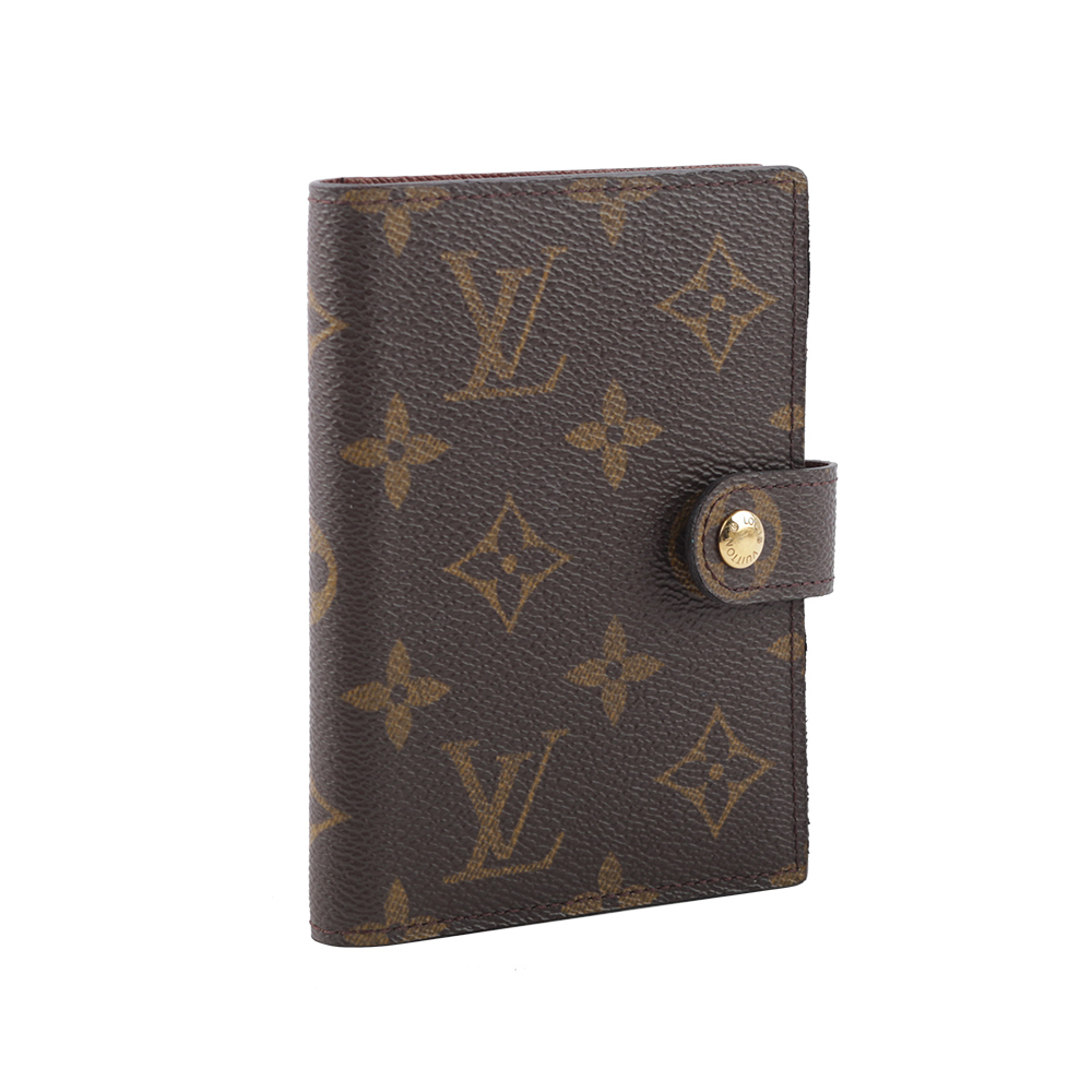 【Louis Vuitton / LV】Monogram 塗層帆布釦式對開記事本套 M63028