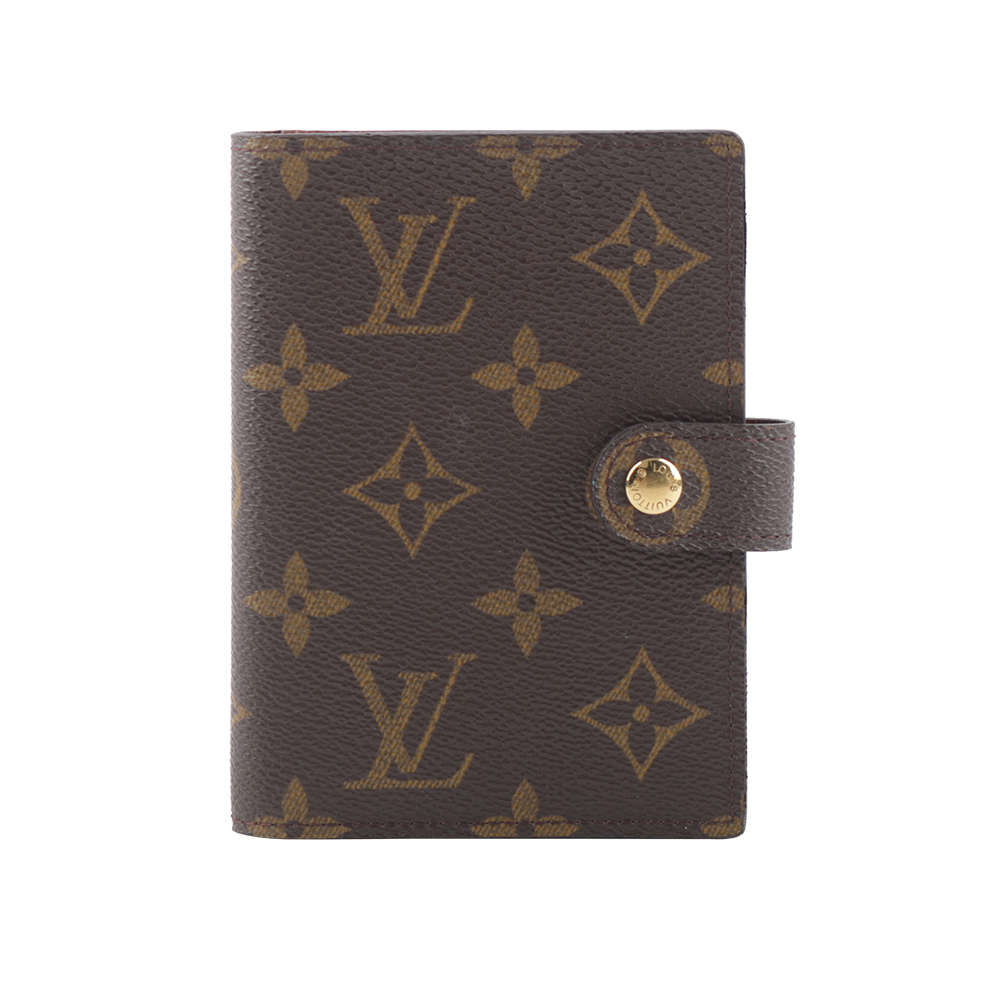 【Louis Vuitton / LV】Monogram 塗層帆布釦式對開記事本套 M63028