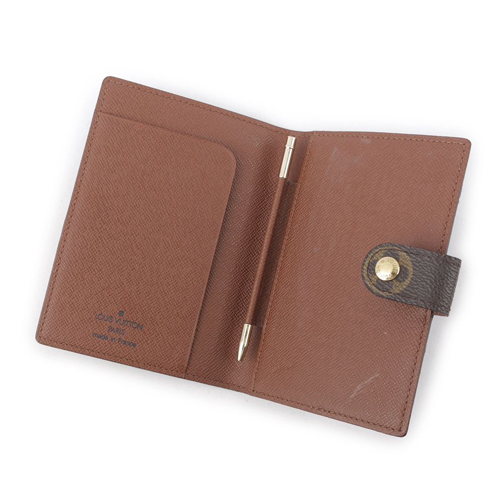 【Louis Vuitton / LV】Monogram 塗層帆布釦式對開記事本套 M63028