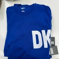 [S] DKNY MEN'S ASYMMETRICAL LOGO T-SHIRT,COBALT, M1312014-COB (SD902)