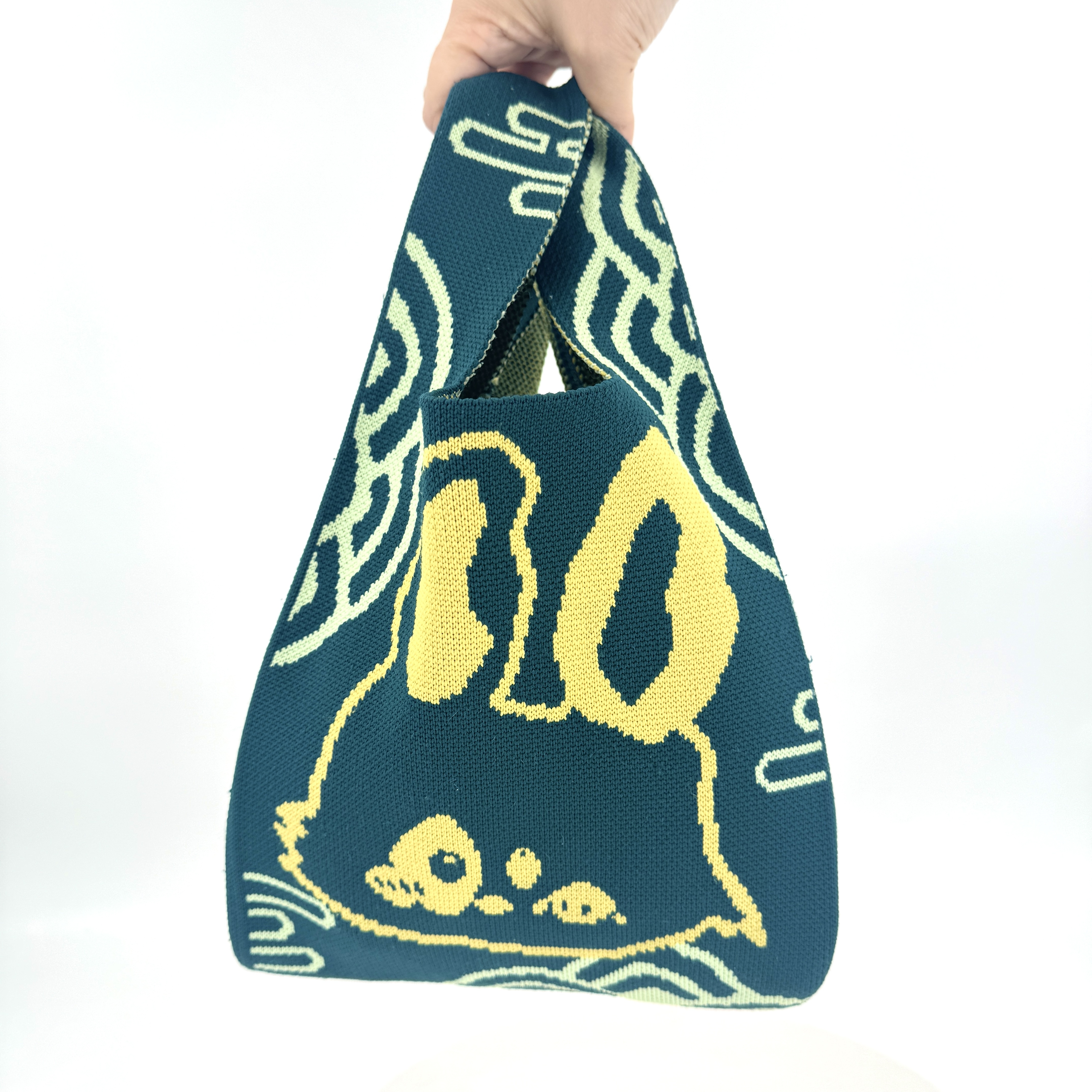 【Robbi family】Knit Hand Bag (Green)