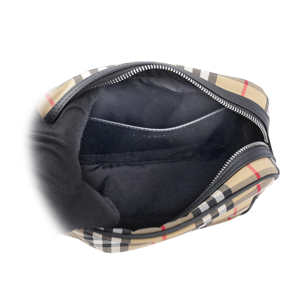 【BURBERRY】Paddy 格紋尼龍帆布拉鍊斜背包(復古黃) 80814601