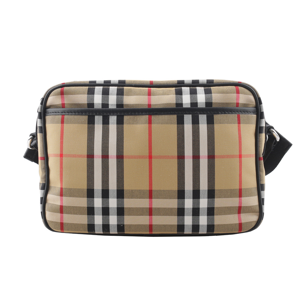 【BURBERRY】Paddy 格紋尼龍帆布拉鍊斜背包(復古黃) 80814601