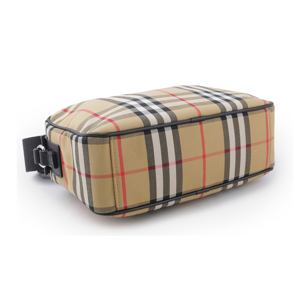 【BURBERRY】Paddy 格紋尼龍帆布拉鍊斜背包(復古黃) 80814601