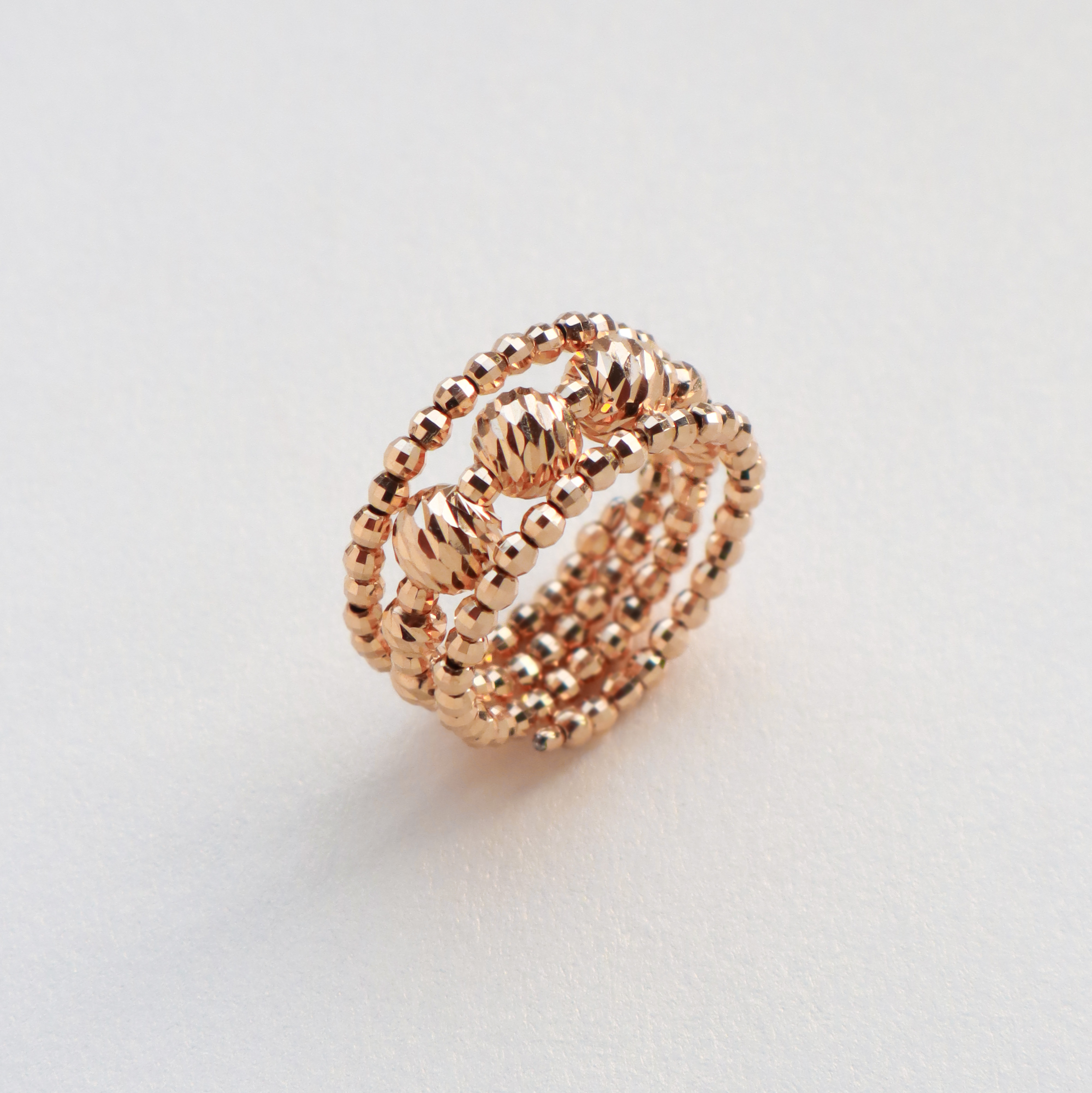 18K/日本設計款系列-切割珠雙拼戒