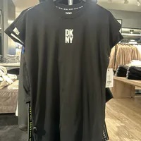 [S] DKNY LOGO FRONT SLEEVELESS ROUND T-SHIRT,BLACK, DP4D4851-BLK (SD910)