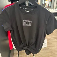 [S] DKNY LOGO BLING BLING ROUND NECK CROP TOP TEE,BLACK, DP4T9788-BLK (SD912)