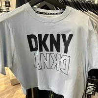 [S] DKNY FLIP REFLECT LOGO CROPPED TEE,SKYWAY BLUE, DP2T8559-SYE (SD913)