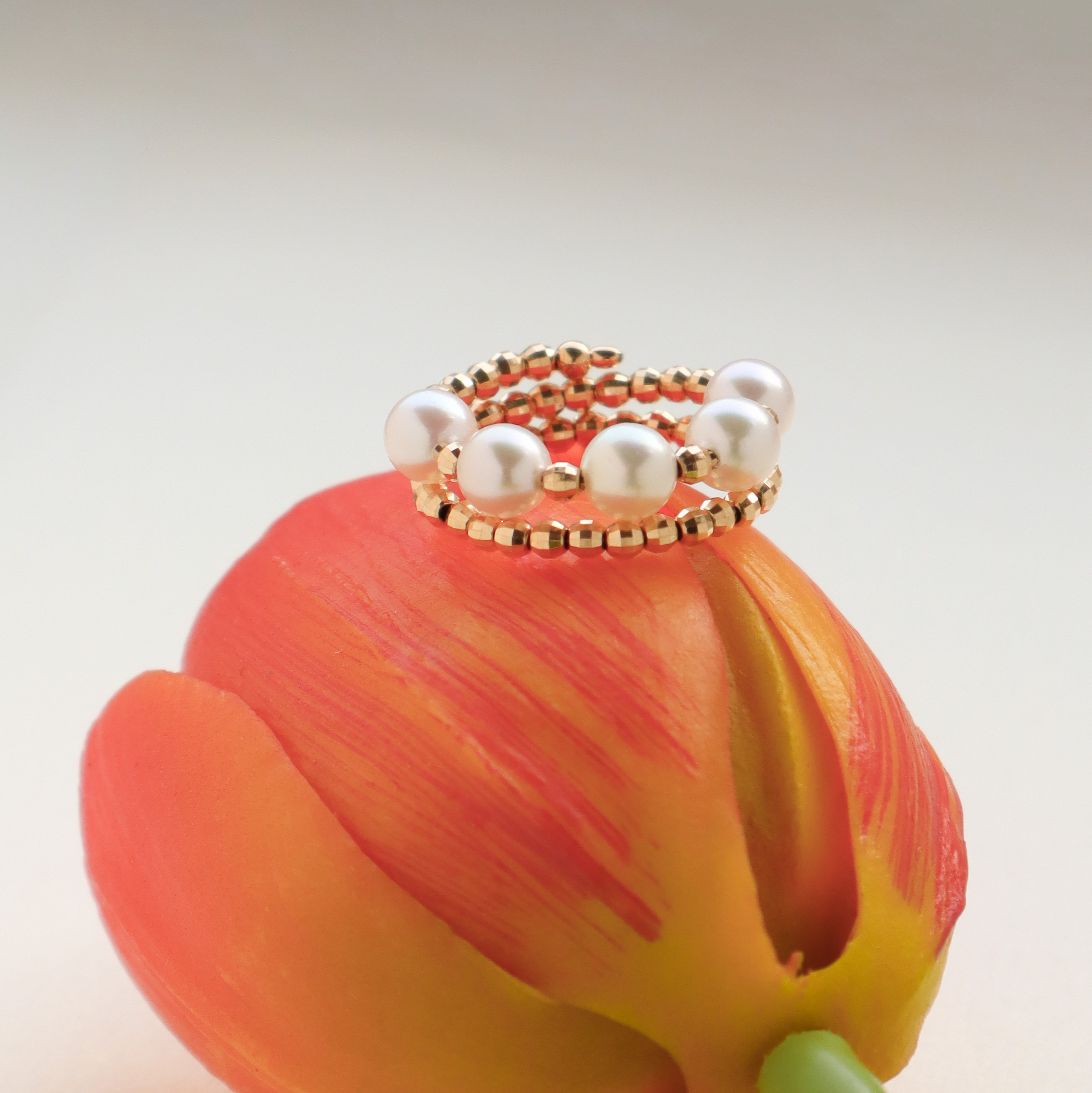 18K/日本設計款系列-珍珠皇冠環繞戒