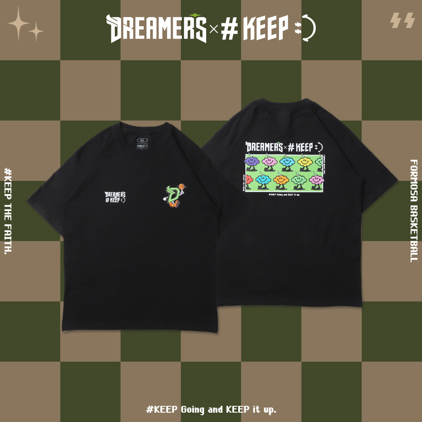 [西門實體門市現貨]#KEEP x DREAMERS 聯名款 TEE 黑色 彩虹雲朵獸 夢想家 雲朵人 印花 短T【KS210】