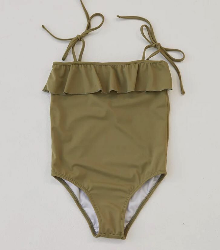 DAUGHTER  荷葉綁帶泳衣 Maja Swimsuit -Olive