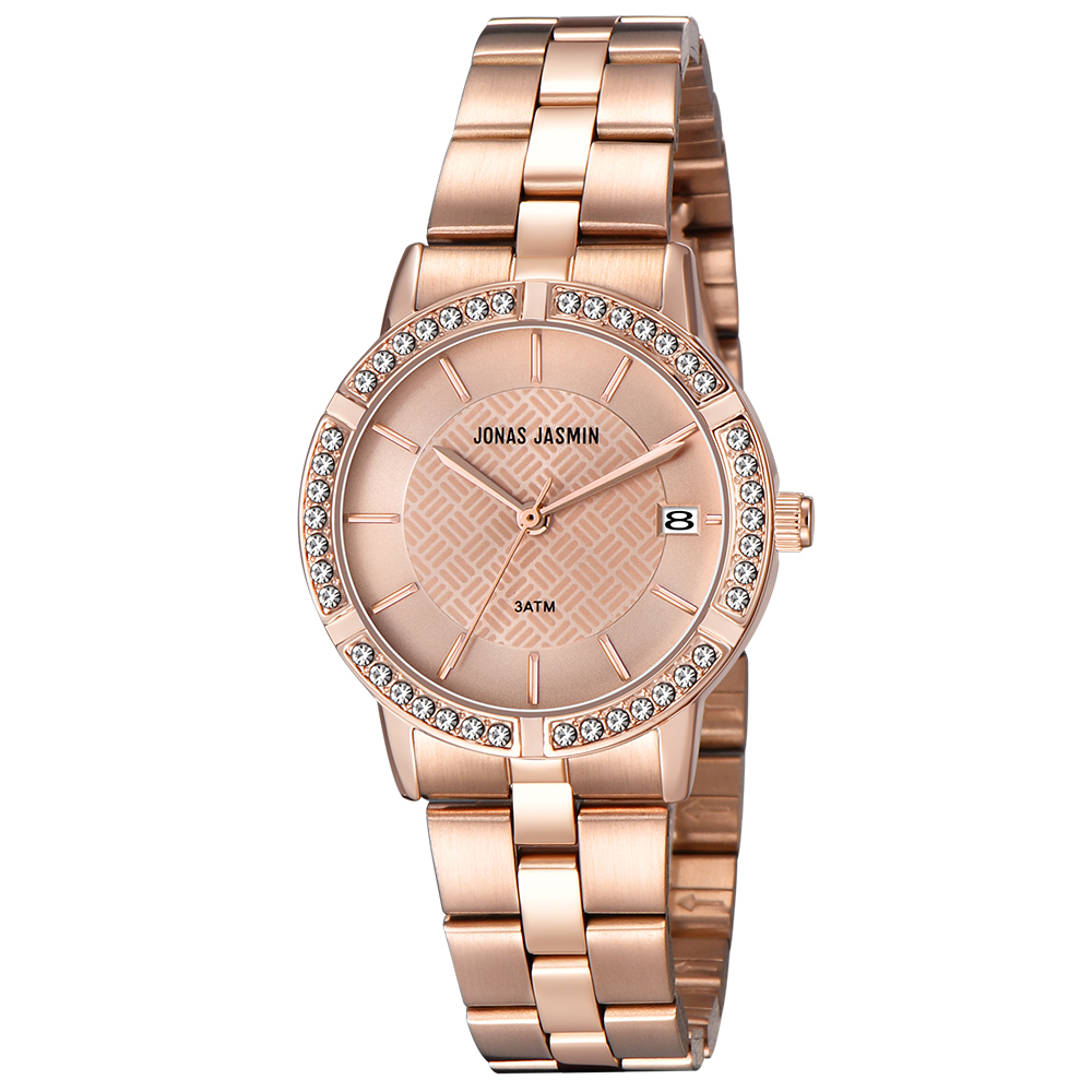【Jonas Jasmin 喬納斯】JJ-2270L-S亮麗晶鑽錶圈女款不鏽鋼石英錶-