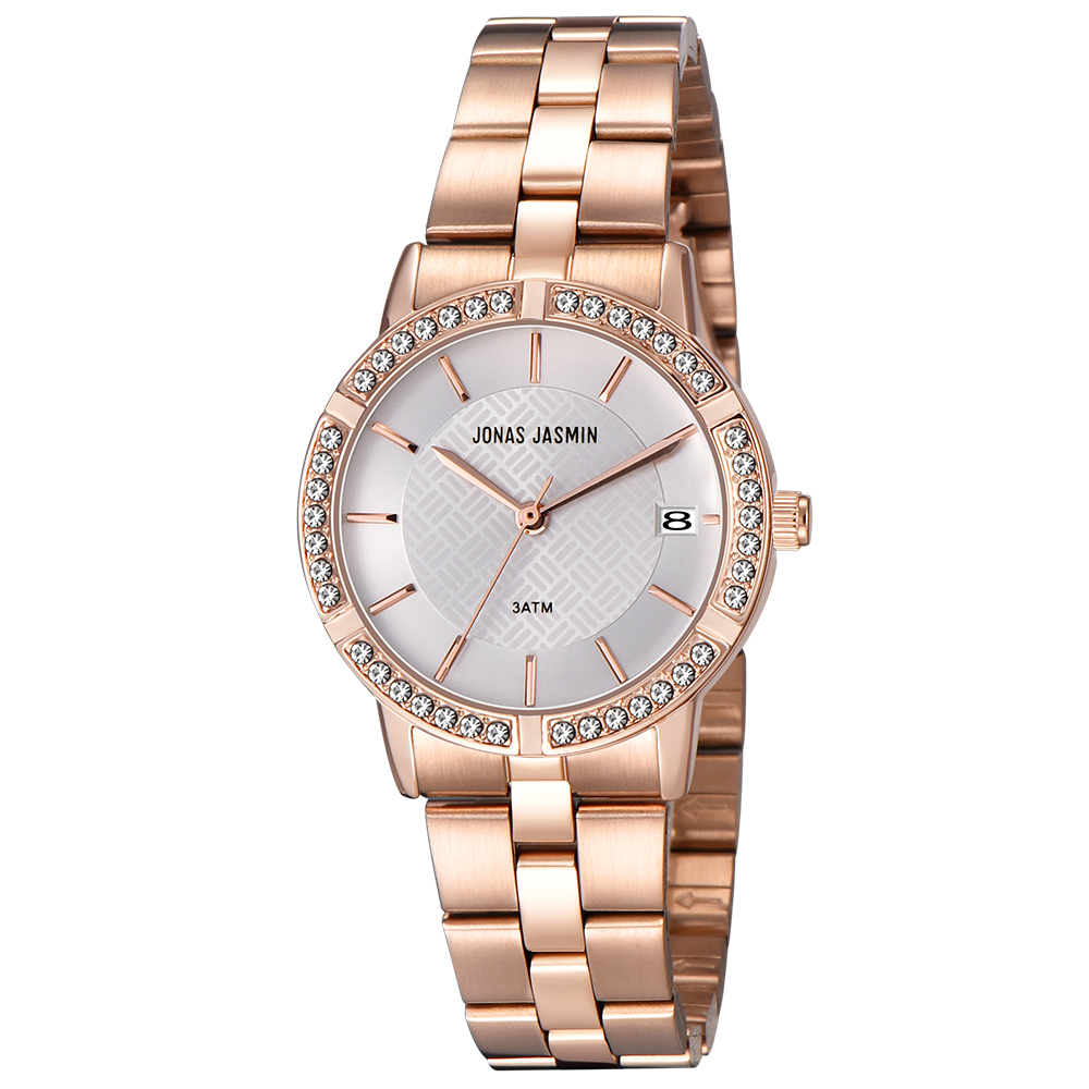 【Jonas Jasmin 喬納斯】JJ-2270L-S亮麗晶鑽錶圈女款不鏽鋼石英錶-