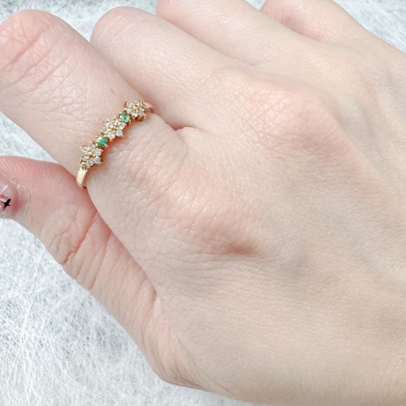 【me.luxe】K10花見祖母綠7分鑽石戒