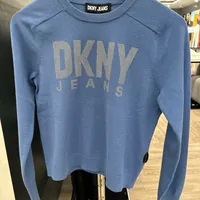 [S] DKNY RHINESTONE LOGO CREWNECK PULLOVER,WAVE BLUE, DJ4R0137-F8K [FINAL SALE] (SD916)