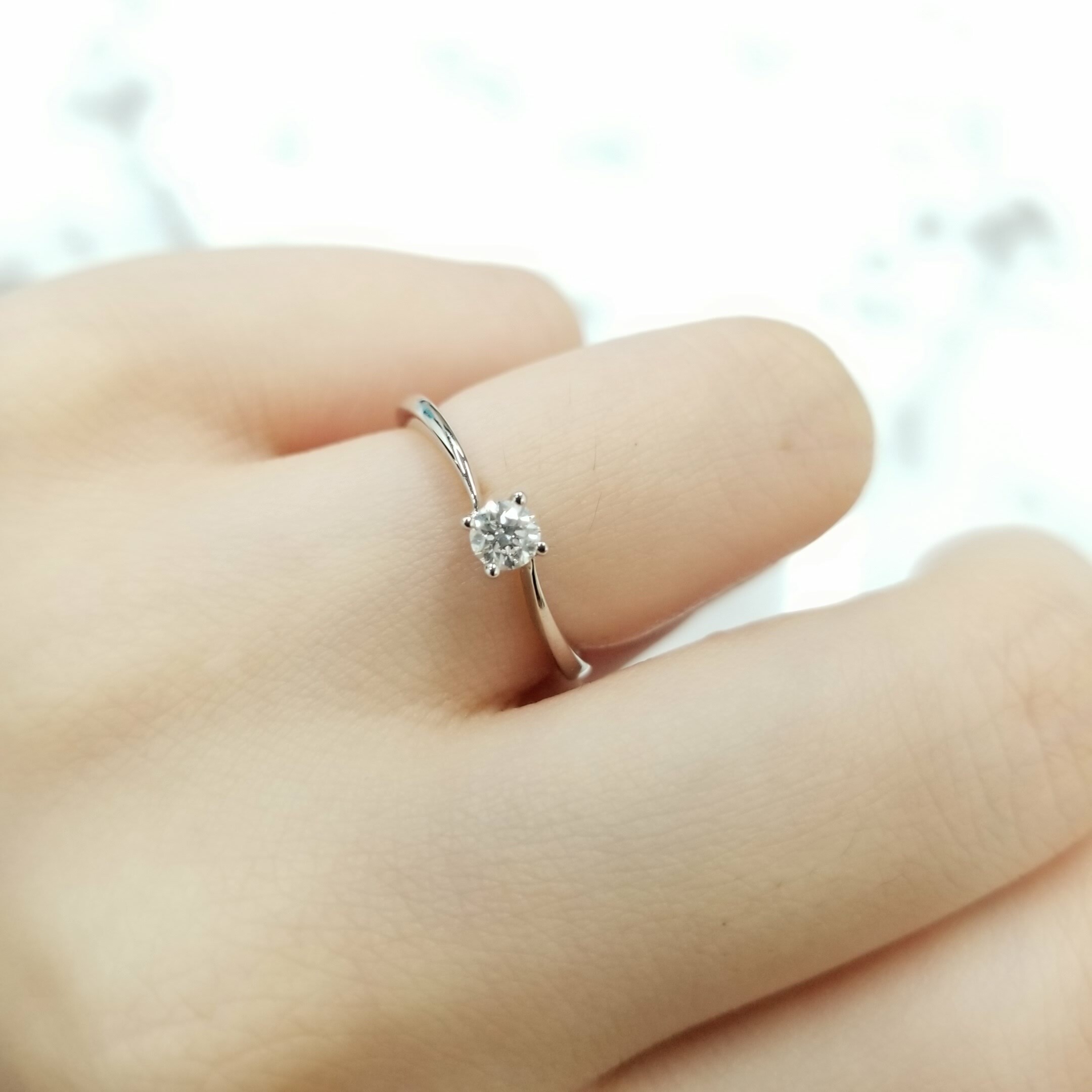 全新18K白金【單粒17份鑽石】戒指