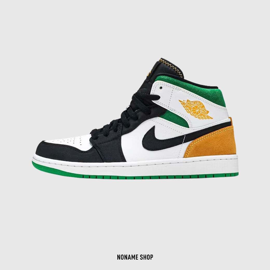 NIKE AIR JORDAN 1 MID SE OAKLAND 麂皮 白綠橙 (男款)